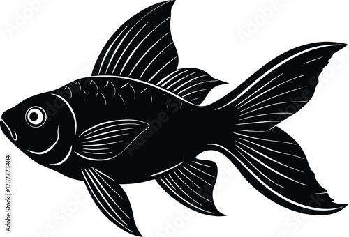 Goldfish Silhouette | Aquarium Pet Vector Graphic