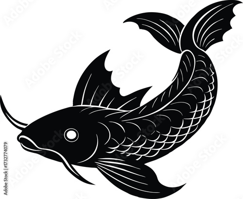 Koi Fish Silhouette | Decorative Aquatic Vector Graphic