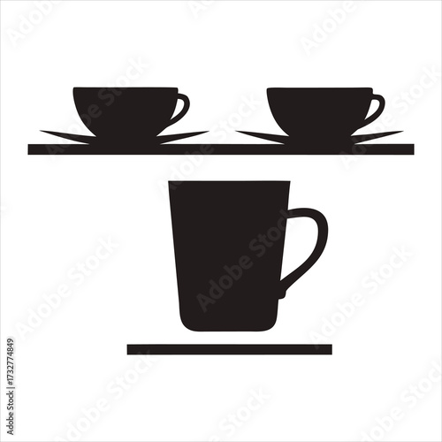 Black cups on white saucer drink