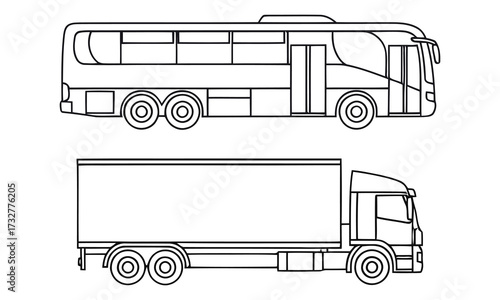 Bus truck outline transport vehicle