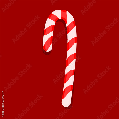 Cartoon Christmas candy red and white sugar cane