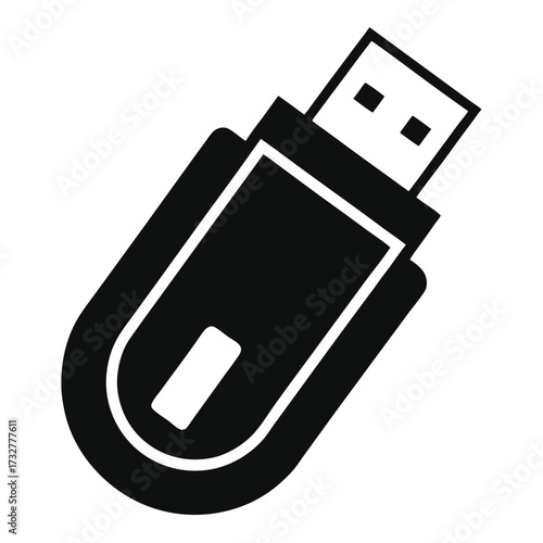 Isolated black and white USB drive shows data storage and port technology