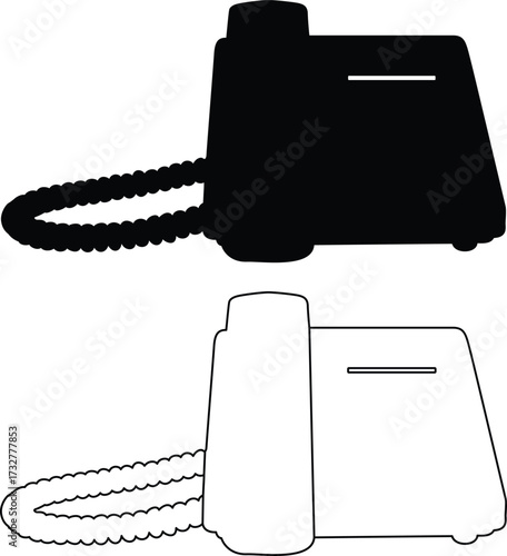 Black silhouette of a portable handheld steam cleaner with hose and nozzle isolated on white background