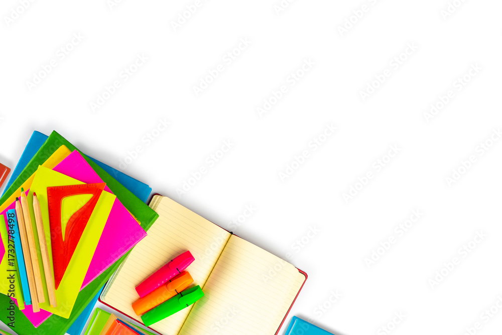Fototapeta premium School concept with copy space. School stationery, school supply