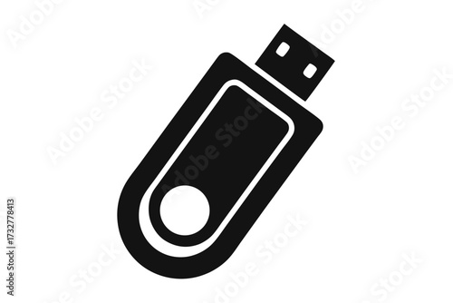 Black USB flash drive icon shows connection, storage, and compact technology clearly