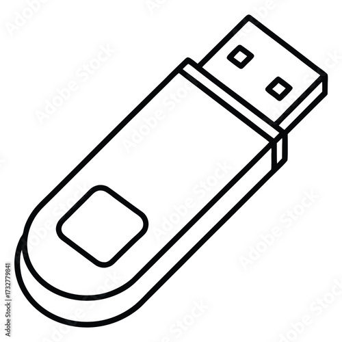 Outline flash drive shows clean device design perfect for technology and data storage