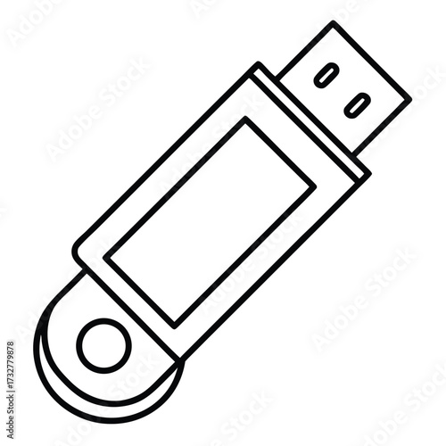 Simple outline of a USB drive showing data storage and connectivity concept