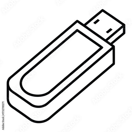 Single black outline depicts a memory stick at an upward angle on a white background