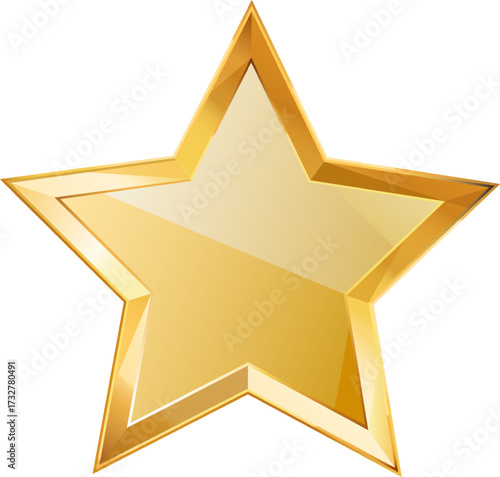 Gold Star. Vector realistic image. White background.