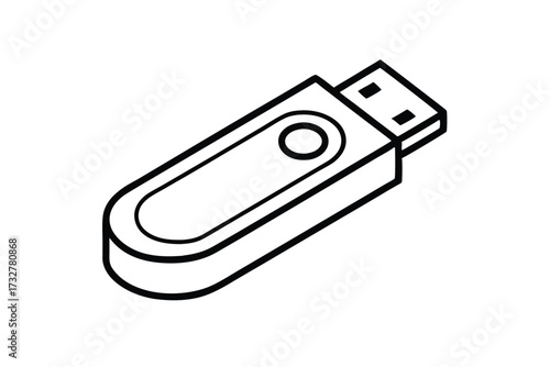 A black outline displays a sleek modern USB drive, ready for data transfer