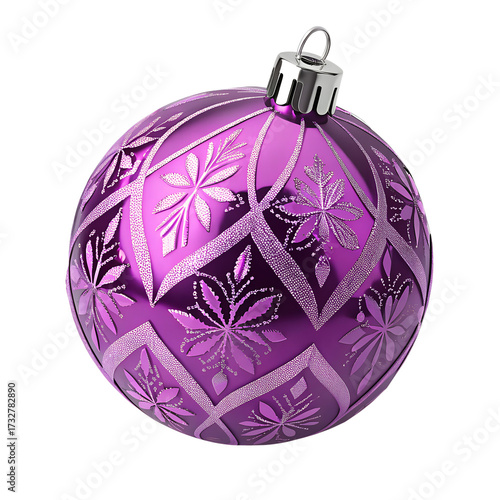 purple christmas ball on white background