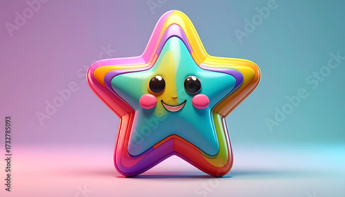 Adorable smiling star sticker with cute cartoon eyes
3