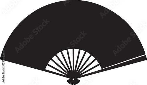 Traditional folding hand fan silhouette vector illustration with elegant design