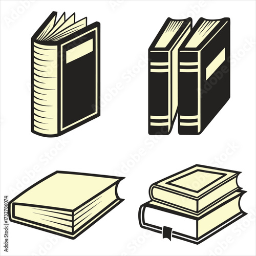 Open closed stacked books vector