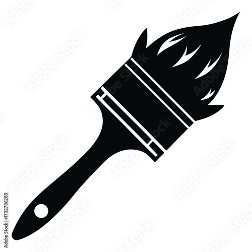 A black and white paintbrush with bristles forms a silhouette for creative work