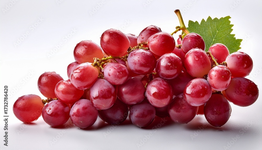 Fototapeta premium Red Grapes On White Background