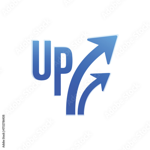 Free Download UP text with arrow vector illustration representing positive growth, success, progress, improvement, business performance, financial rise, and upward trend for analytics and strategy reports. - GFXLoad