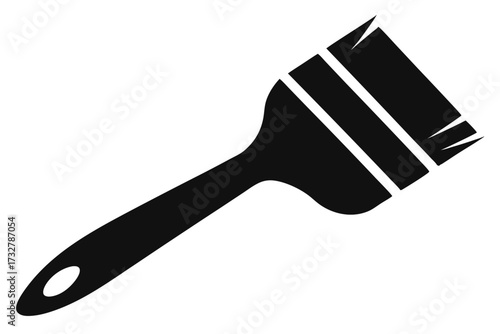 Simple black paint brush icon with solid fill appears against a white backdrop