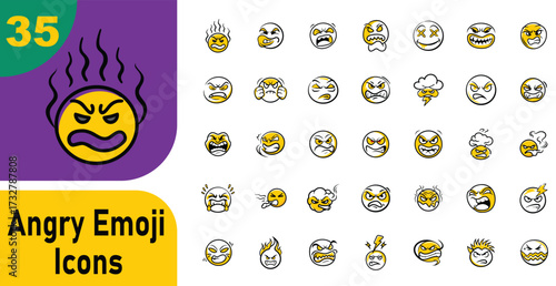 Angry emoji icon for social media and communication