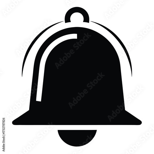 Solid black bell icon presents a simple yet noticeable attention symbol against white