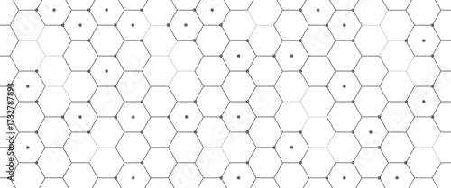 Vector digital hexagonal background geometric with lines and dots..