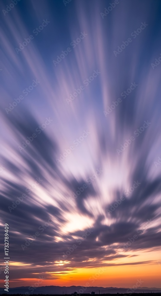 Fototapeta premium Sunset Sky with Streaked Clouds.