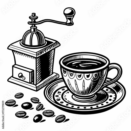 coffee grinder and coffee beans