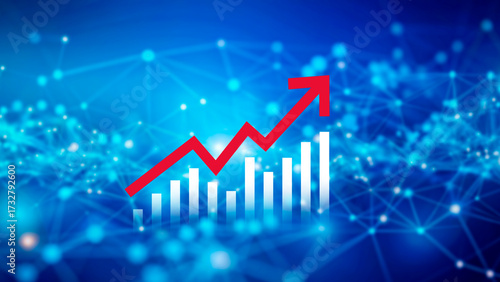 Global business growth analysis and asset investment chart Business and Finance, Up arrow economic chart, global economic trend analysis, Financial graph analysis on virtual screen.