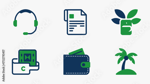 Set of business and finance icons simple flat vector design elements for web and mobile apps isolated on white background