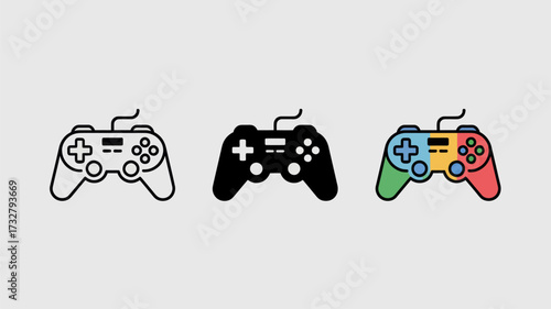 Set of game controller icons simple vector design perfect for app and web design isolated on white background