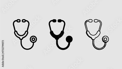 Stethoscope icon set medical diagnostic tool in minimalist flat vector style isolated on white background