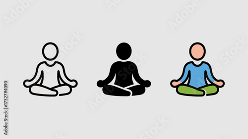 Set of meditation icons simple flat vector design element for web and mobile apps isolated on white background