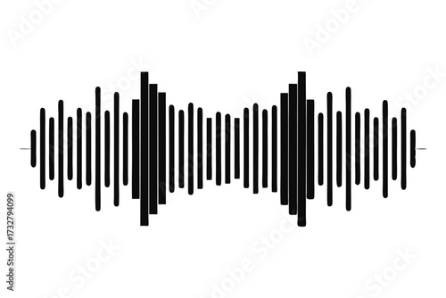 Black equalizer bars create an even symmetry against a clean white contrasting backdrop