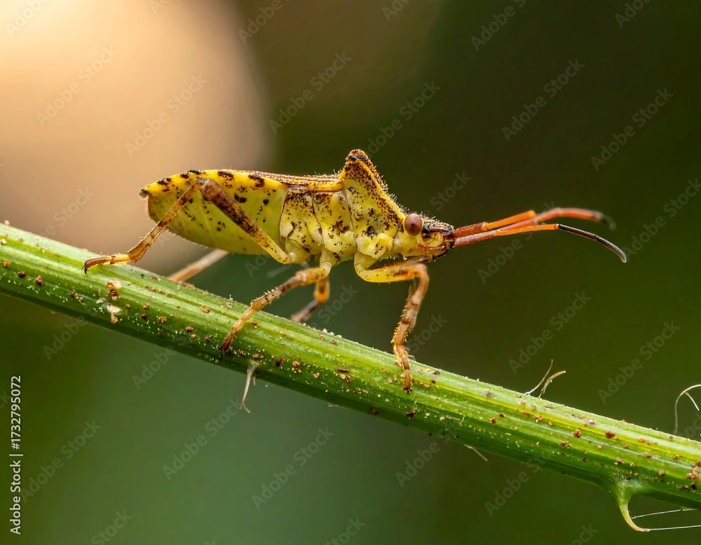 Fototapeta premium Close-up of a spotted insect on a stem