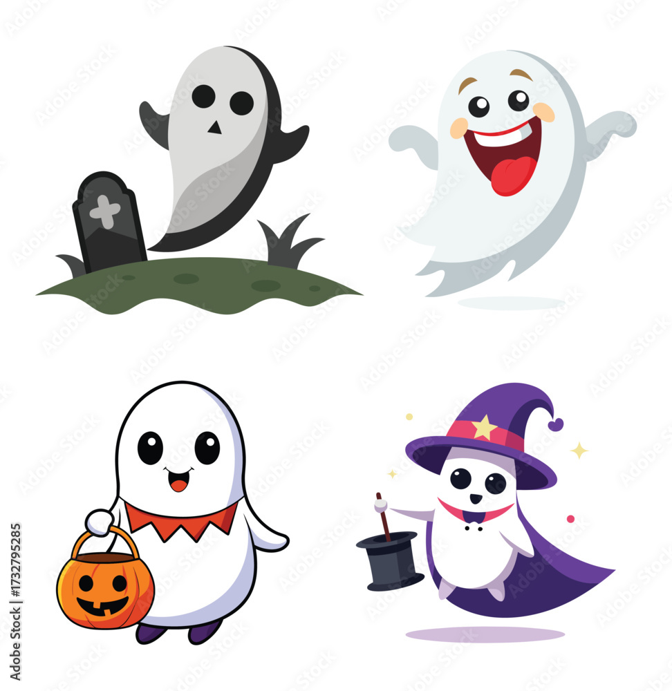 Fototapeta premium Flying Ghost Vector Illustration – Spooky and Dynamic Halloween Design