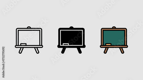Set of blackboard icons flat vector design element for education and presentation isolated on white background