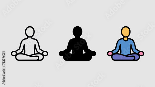 Set of yoga meditation icons simple flat vector design element for web and mobile apps isolated on white background