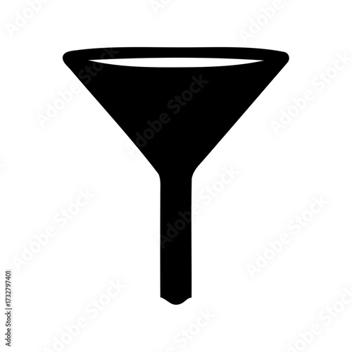 Black silhouette of a funnel on a white background with no highlights