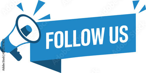 Follow Us Banner with Megaphone Social Media Call to Action Marketing Design