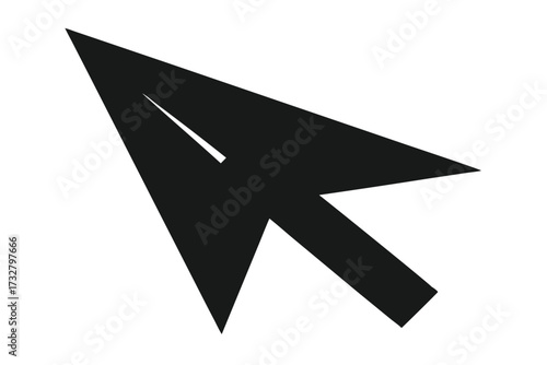 An isolated black arrow icon displays a precise and directional indication on the white surface