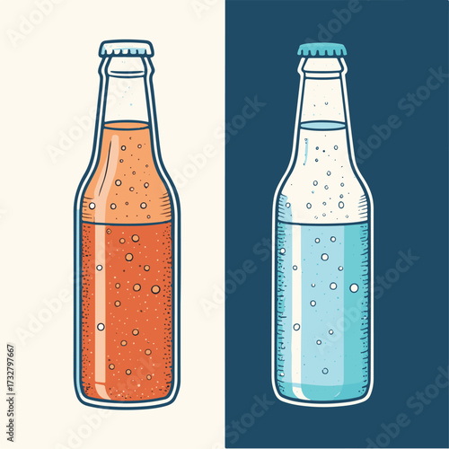 Soda Bottle Illustration with Fizzy Drink and Sparkling Beverage Design