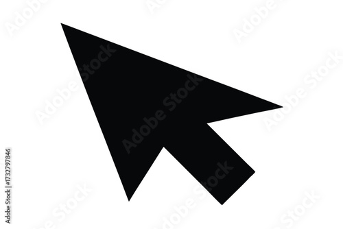 Black cursor arrow points upwards on a white backdrop providing simple navigation guidance