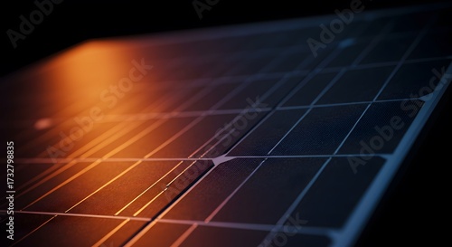 Close-up of a solar panel on black background