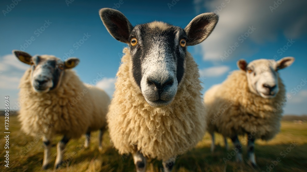 Fototapeta premium Sheep Close Up on Field