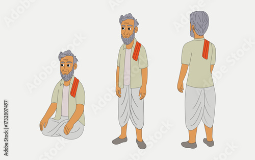 Indian old man cartoon character. moral stories for the best cartoon character.