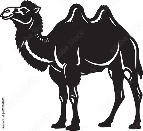 Create A Camel set victor art silhouette on white Background.