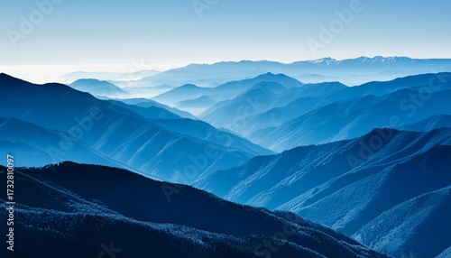 Wallpaper Mural Abstract Blue Mountain Landscape With Layered Peaks Torontodigital.ca