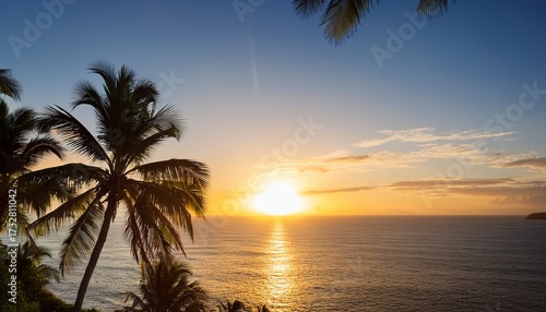 Wallpaper Mural Tropical Palm Trees Overlooking Ocean Sunrise Torontodigital.ca