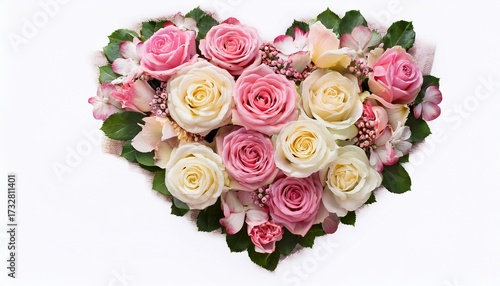 Wallpaper Mural Heartshaped Floral Arrangement With Pink And Cream Roses Isolated On Transparent Background Torontodigital.ca