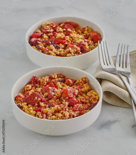 mixed berry and apple crumble made with brown sugar and rolled oats